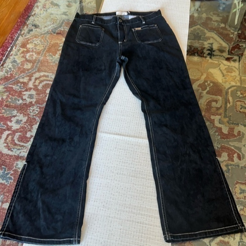Karl Lagerfield Paris trousers zipper detail black sz 12 wardrobe office pants